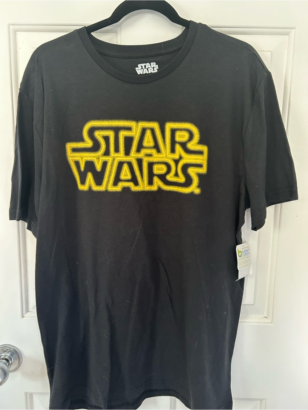 Darth Vader Black Star Wars Logo Tee with Yellow Print